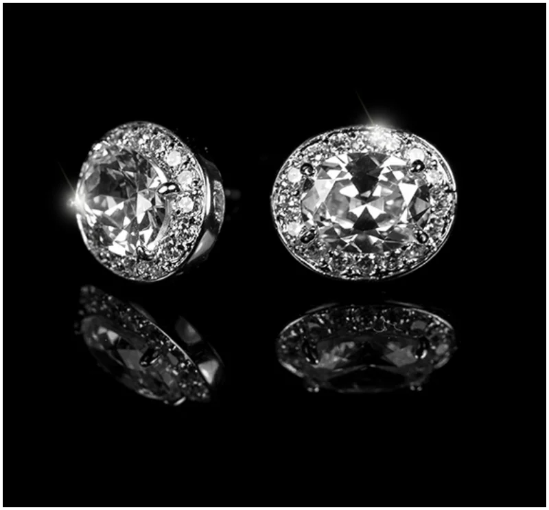 Hoop Earrings for Women-Daisy Oval Halo Stud Earrings | 4ct