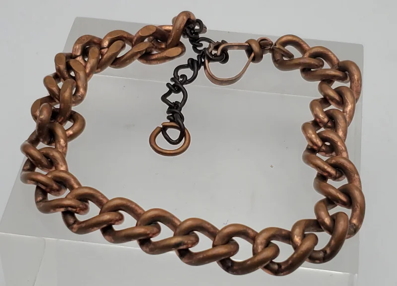 Classic Silver Bracelet-Vintage Copper Curb Link Chain