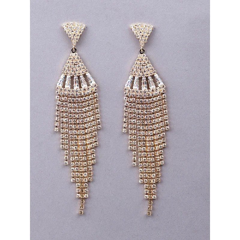 Acrylic Hoop Earrings-Odette Geometric Shape Crystal-Embellished Tassel Drop Earrings