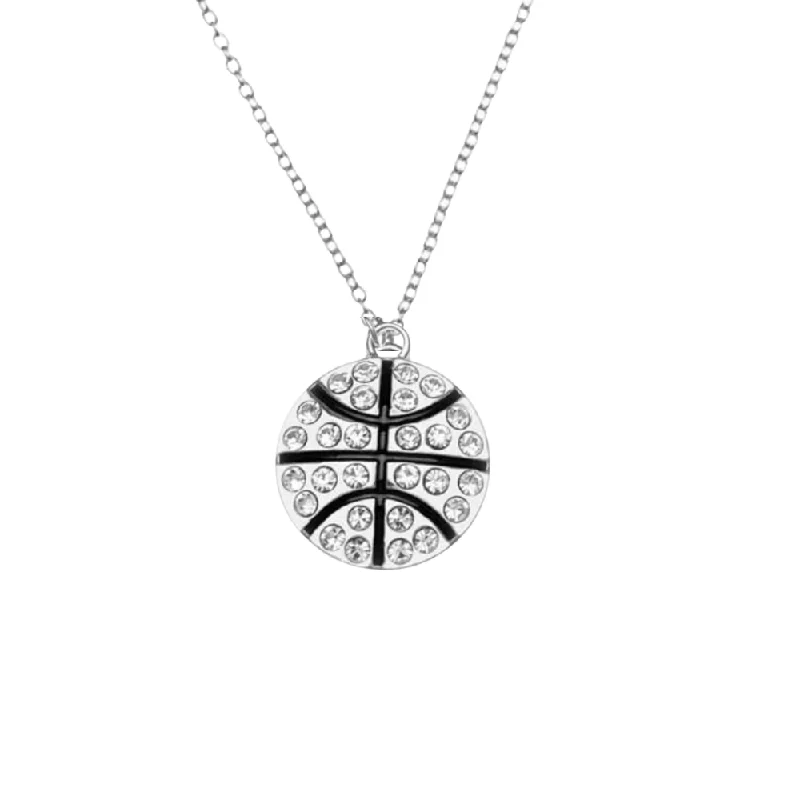 Luxury Silver Necklace-Basketball Rhinestone Necklace