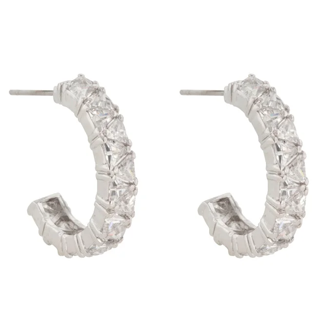 Personalized Earrings for Gift-Freya Trillion Cut Hoop Earrings | 4.5ct