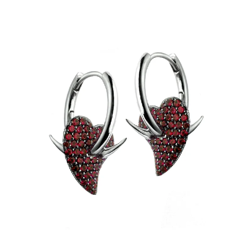 Bohemian Earrings-Impassioned Earrings - 18ct White Gold & Ruby