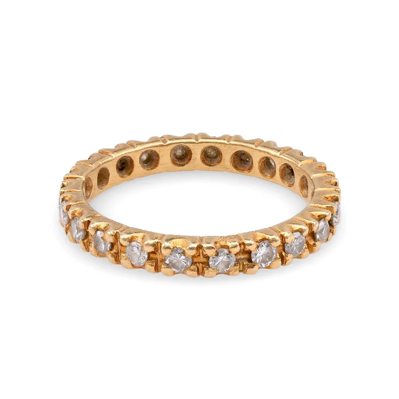 Designer Engagement Ring-French Diamond Yellow Gold Eternity Ring