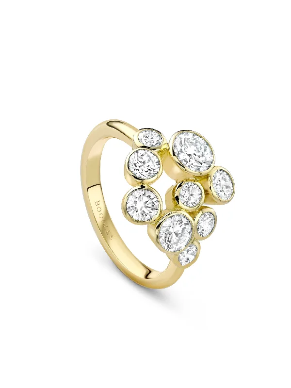 Dainty Engagement Ring-Raindance Yellow Gold Diamond Cluster Ring