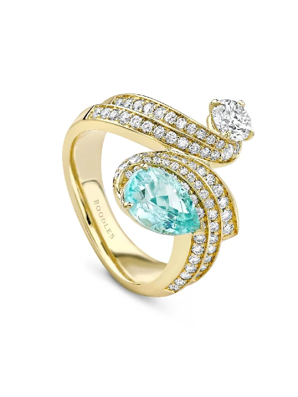 Ruby Engagement Ring for Women-Olympian Paraiba Diamond Yellow Gold Ring