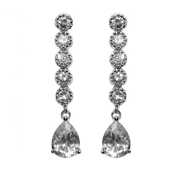 Classic Pearl Earrings-Paige Pear Drop Linear Earrings | 2.5ct