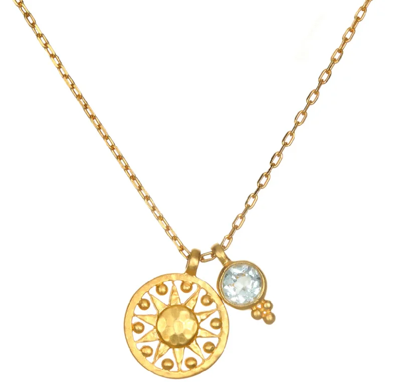 Birthstone Necklace for Women-BLUE TOPAZ SUN NECKLACE