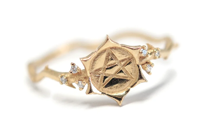 Bezel Set Engagement Ring-Pentacle Ring