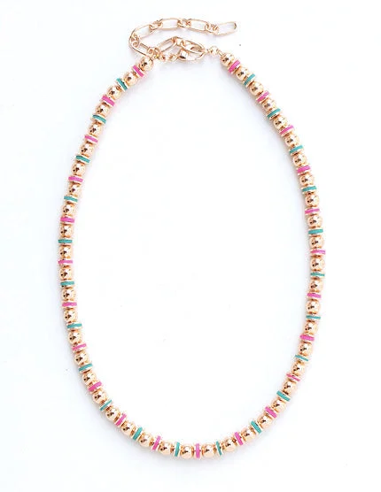 Red Stone Necklace-Meghan Browne Necklace Fits - Multi