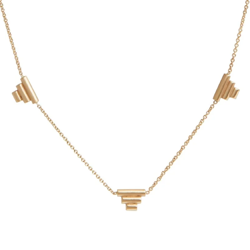 Gold Necklace for Party-<!--NK233--> triple ziggurat necklace