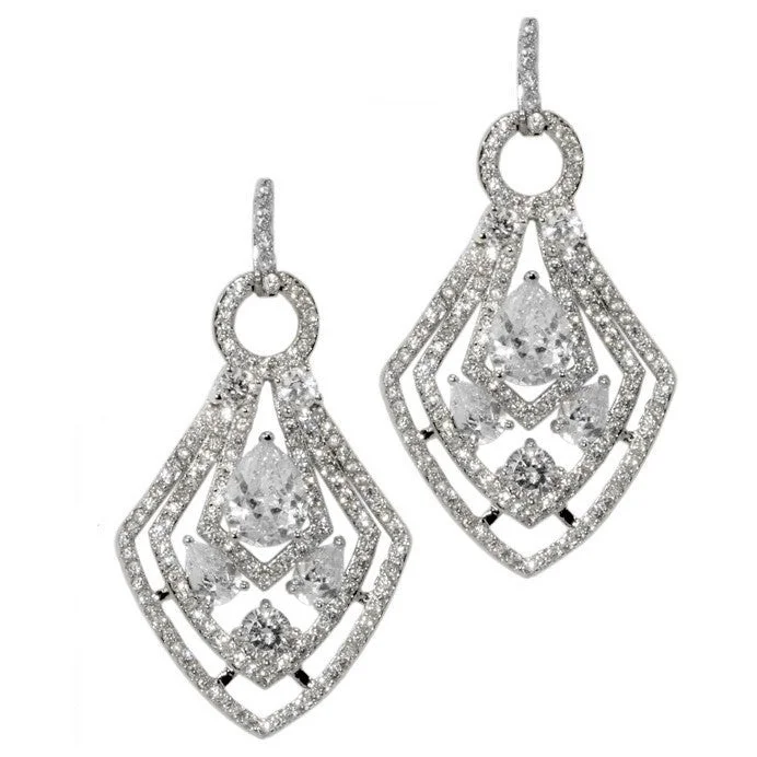 Abstract Drop Earrings-Osithe Cluster CZ Chandelier Earrings | 49mm