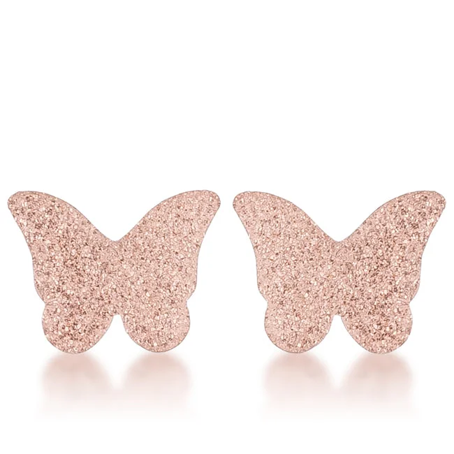 Colorful Hoop Earrings-Jess Butterfly Rose Gold Stud Earrings | Stainless Steel