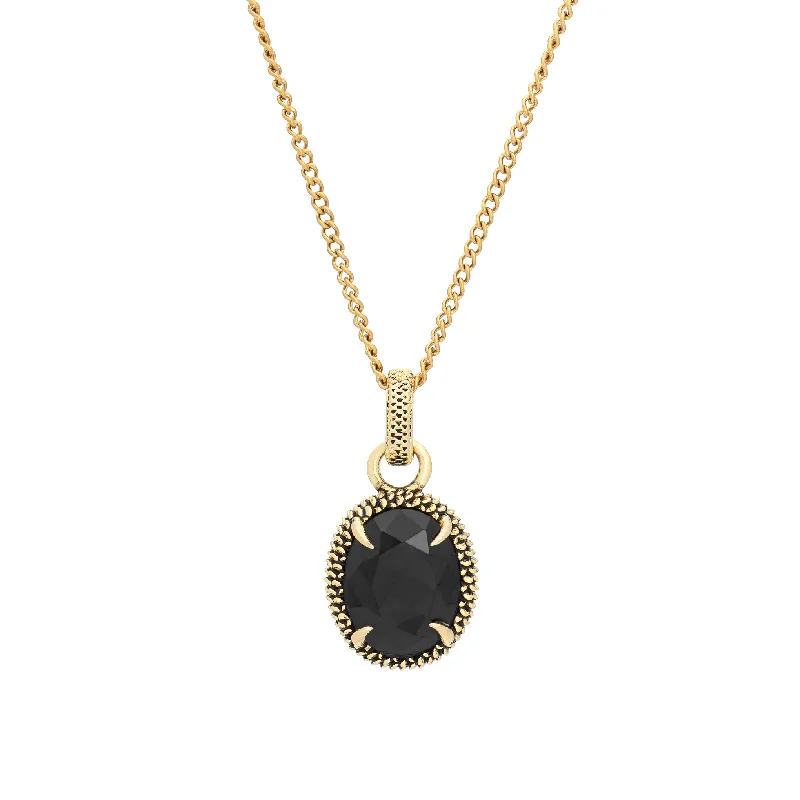 Birthstone Pendant Necklace-Viper Necklace - Black