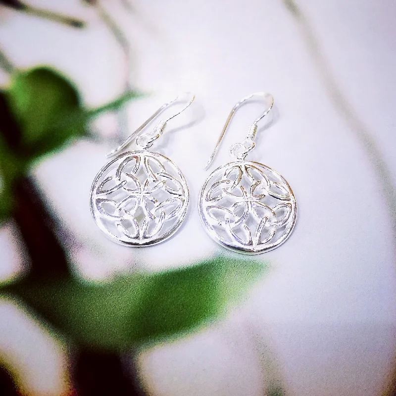 Geometric Stud Earrings-Sterling Silver Trinity Circle Earrings