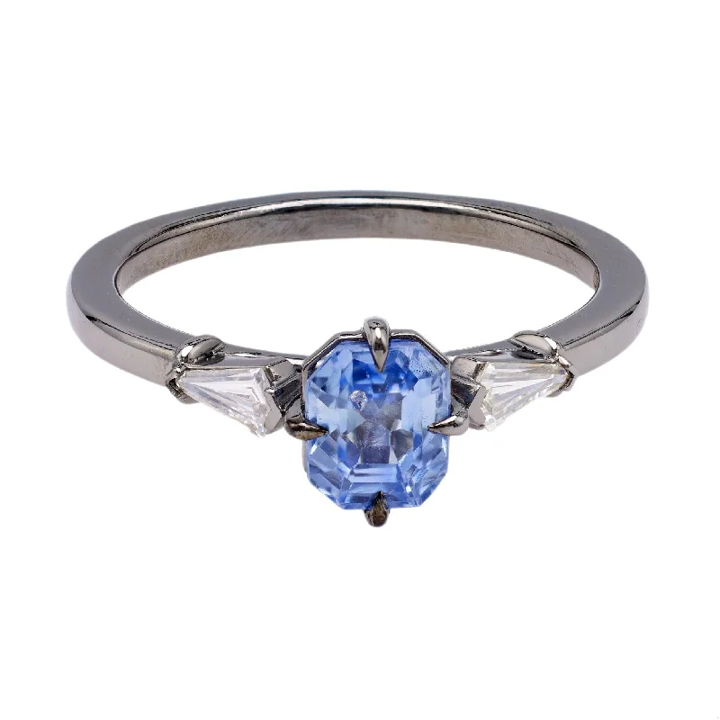 Modern Diamond Ring-1.17 Carat Sapphire and Diamond Platinum Ring