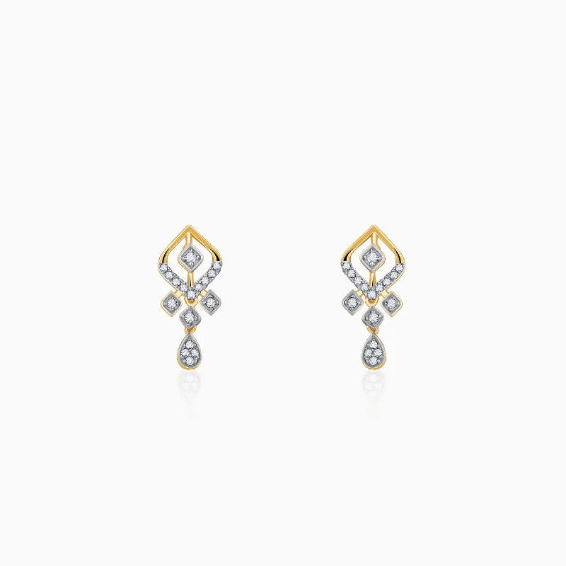 Double-Sided Earrings-Gold Glow Getters Diamond Earrings