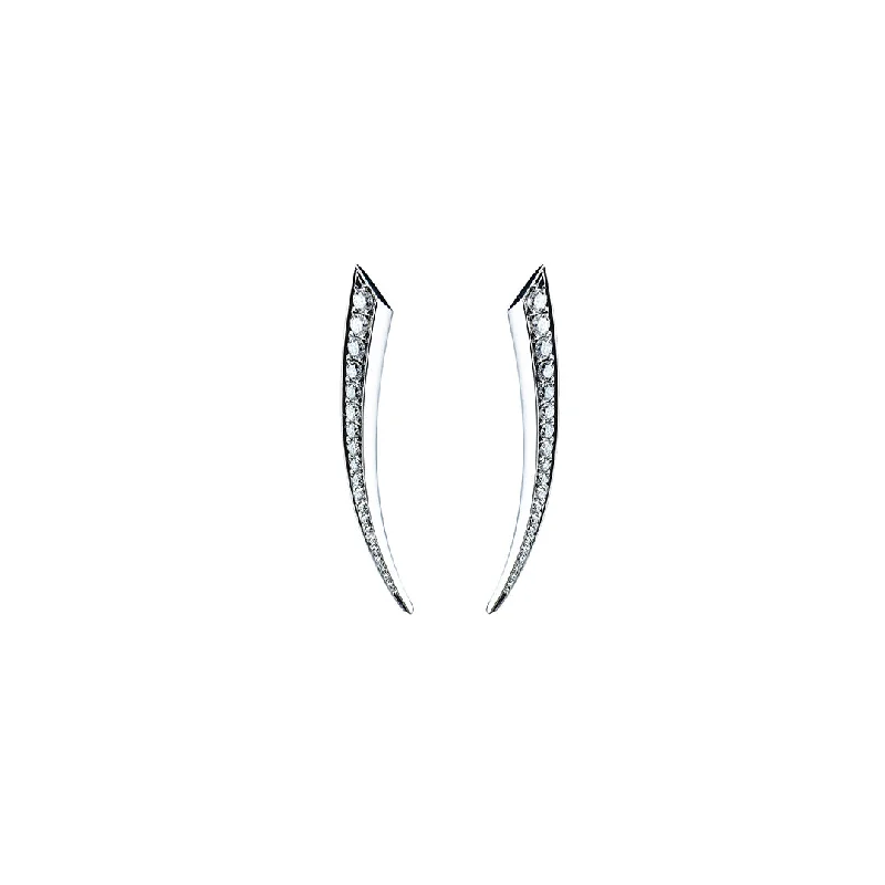 Beaded Earrings-Sabre Fine Small Earrings - 18ct White Gold & Diamond