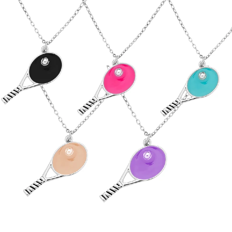 Modern Chain Necklace-Tennis Racket Charm Necklace - Pick Color