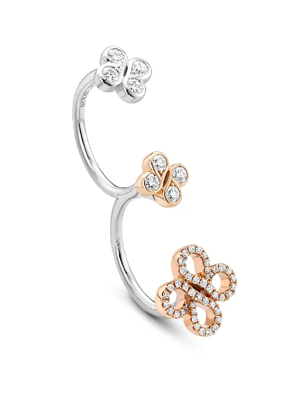 Gold Cocktail Ring-Be Boodles Platinum Rose Gold Diamond Double Ring