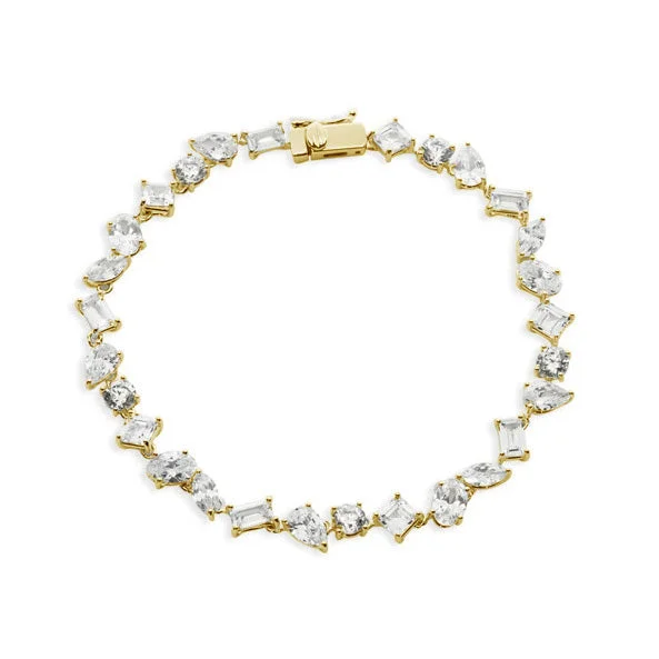 Silver and Gold Bracelet-THE MULTI STONE TENNIS BRACELET