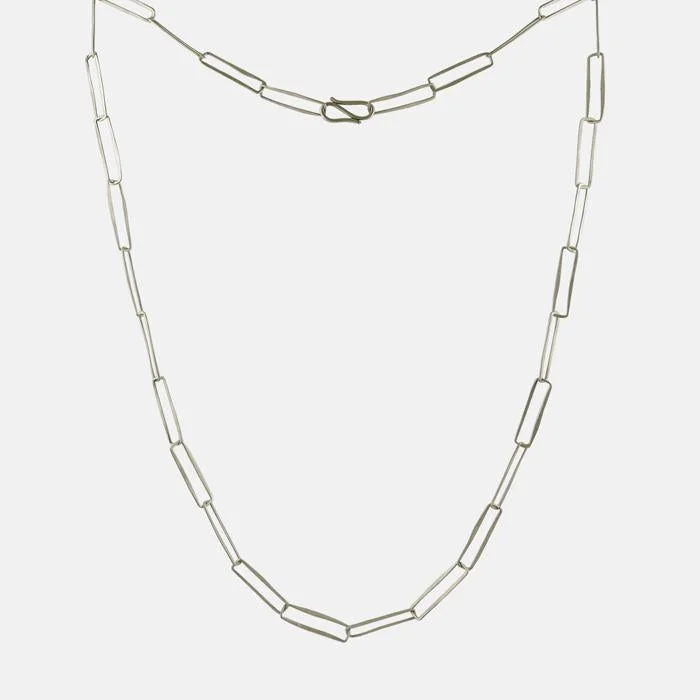 Layered Silver Necklace-PAPER CLIP 22" CHAIN NECKLACE SILVER