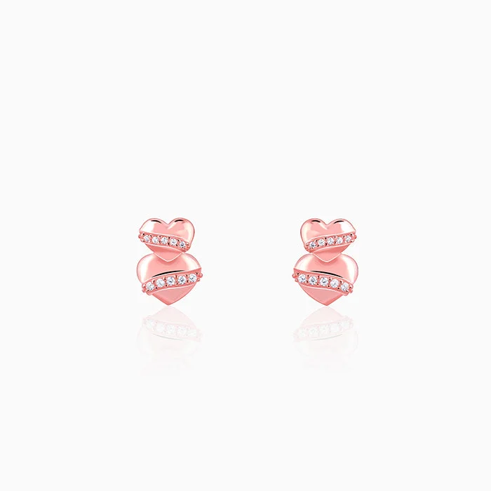 Small Hoop Earrings-Rose Gold Cherished Sparkle Stud Earrings