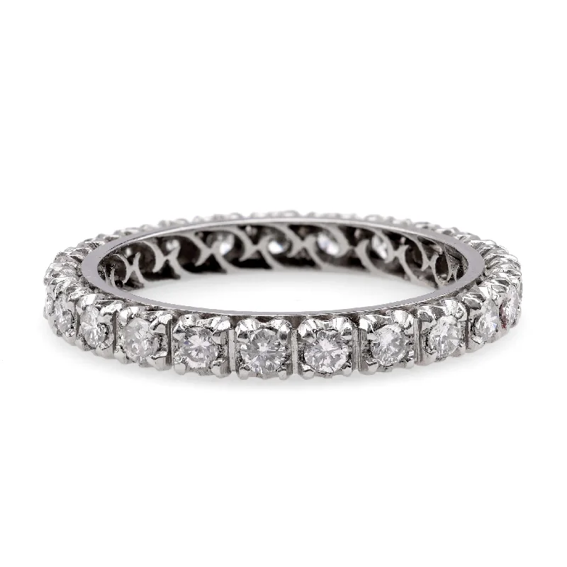 Two-Tone Wedding Ring-Vintage Diamond Platinum Eternity Band