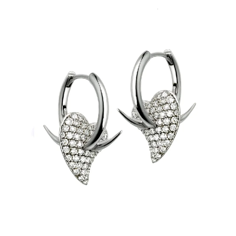 Unique Metal Earrings-Impassioned Earrings - 18ct White Gold & Diamond