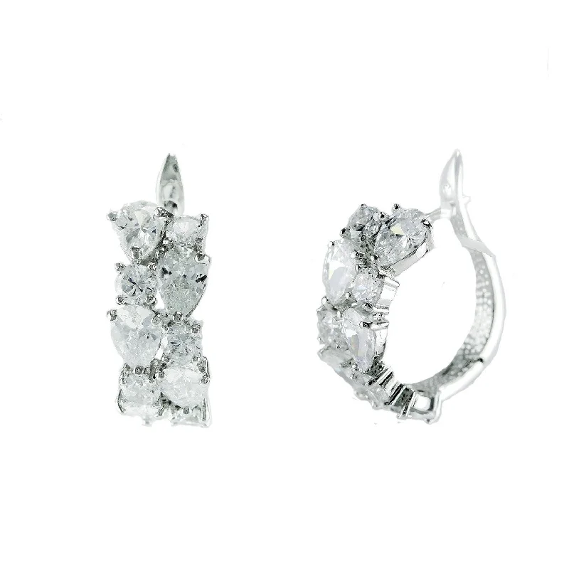 Chic Ear Cuffs Earrings-Fauna Pear Cluster Hoop Earrings | 7ct