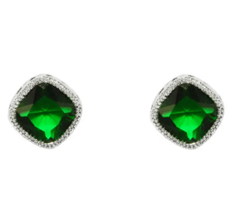 Personalized Gold Earrings-Oleg Emerald Diamond Shape Earrings