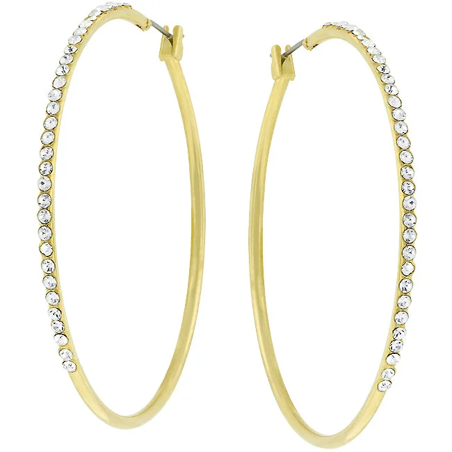 Abstract Hoop Earrings-Gwen Large CZ Gold Hoop Earrings  | 18k Gold