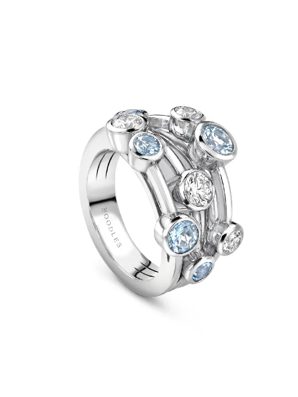 Classic Wedding Band-Raindance Classic White Gold Aquamarine Ring