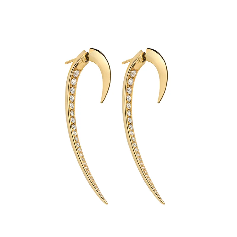 Small Hoop Earrings-Hook Fine Large Earrings - 18ct Yellow Gold & Diamond