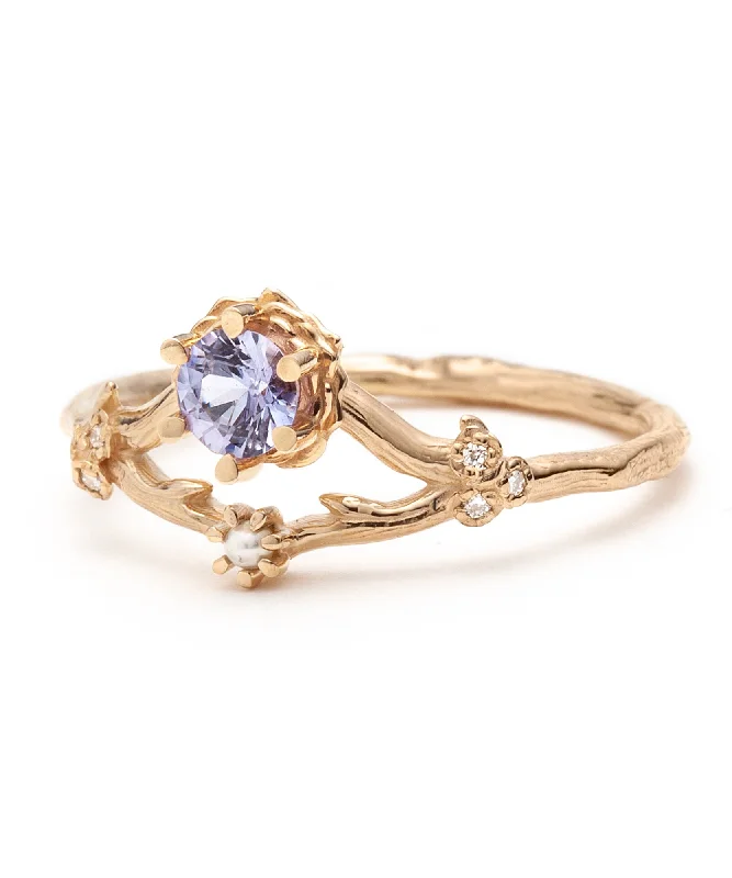 Yellow Gold Wedding Ring-Tanzanite Frida Ring