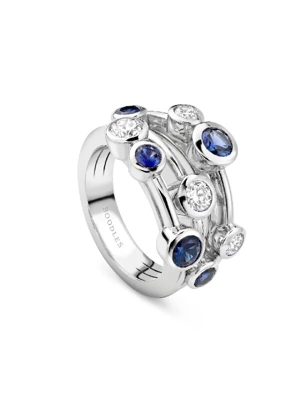 Custom Diamond Wedding Band-Raindance Classic Platinum Sapphire Ring