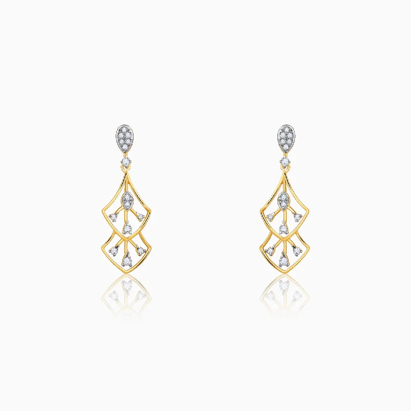 Bohemian Earrings-Gold Layered Luxe Diamond Earrings