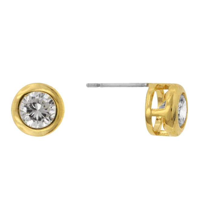 Glamorous Stud Earrings-Carol Round Goldtone Bezel Stud Earrings – 5.5mm | 0.66ct