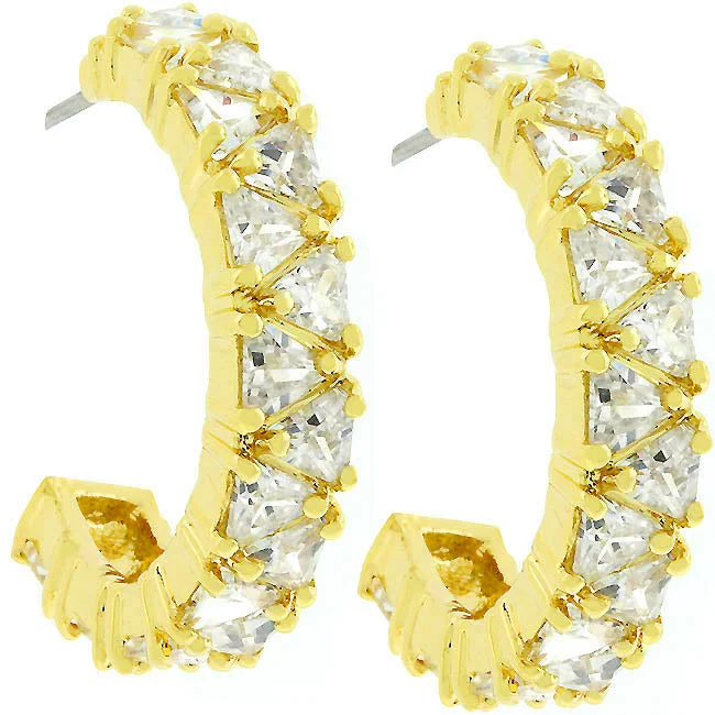 Large Hoop Earrings-Freya Trillion Cut Gold Hoop Earrings | 4.5ct | 18k Gold