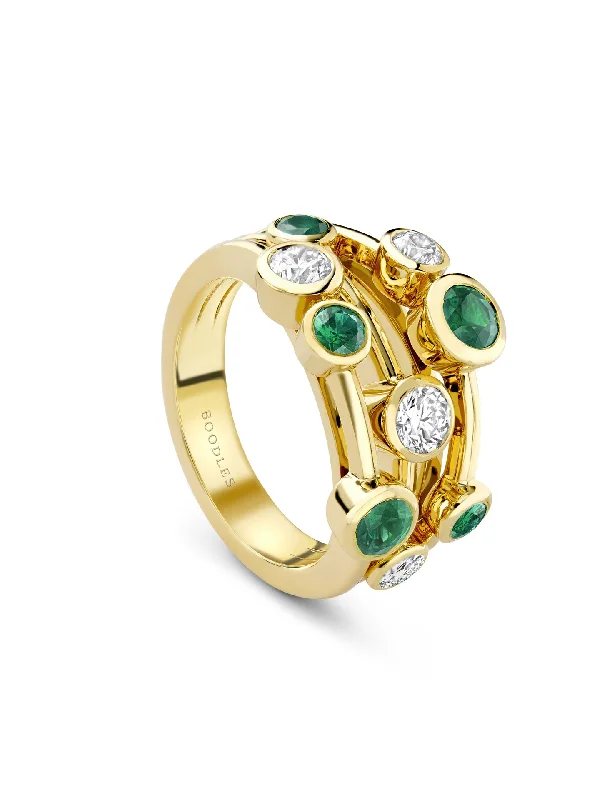 Women’s Rose Gold Ring-Raindance Classic Yellow Gold Emerald Ring