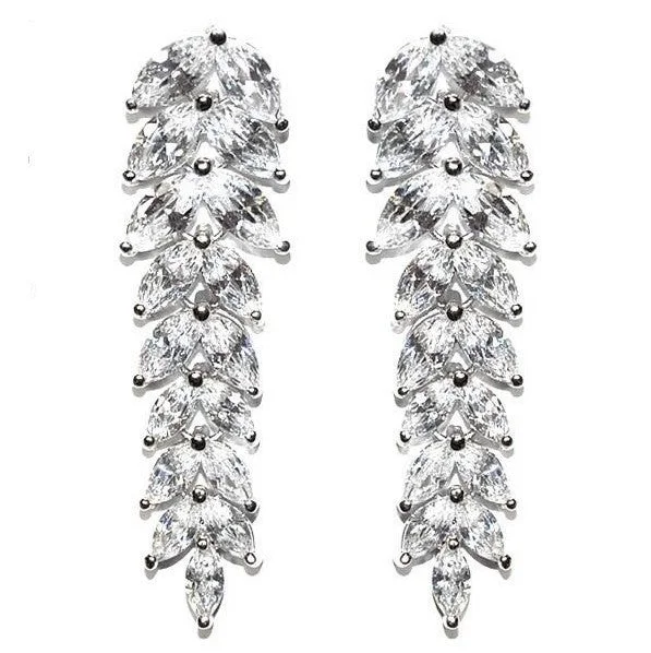 Luxe Pearl Earrings-Janipa Marquise Linear Silver Earrings | 7ct