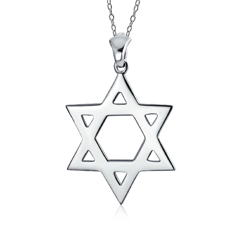 Custom Infinity Necklace-Classic Judaica Star of David Pendant Necklace in Sterling Silver for Teens & Men