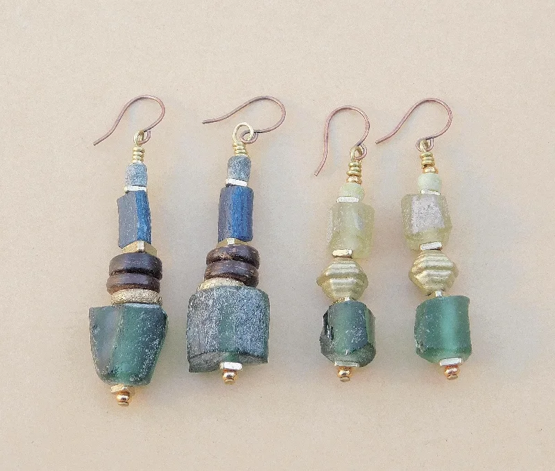 Personalized Earrings for Gift-Roman Glass Earrings with Brass Accents