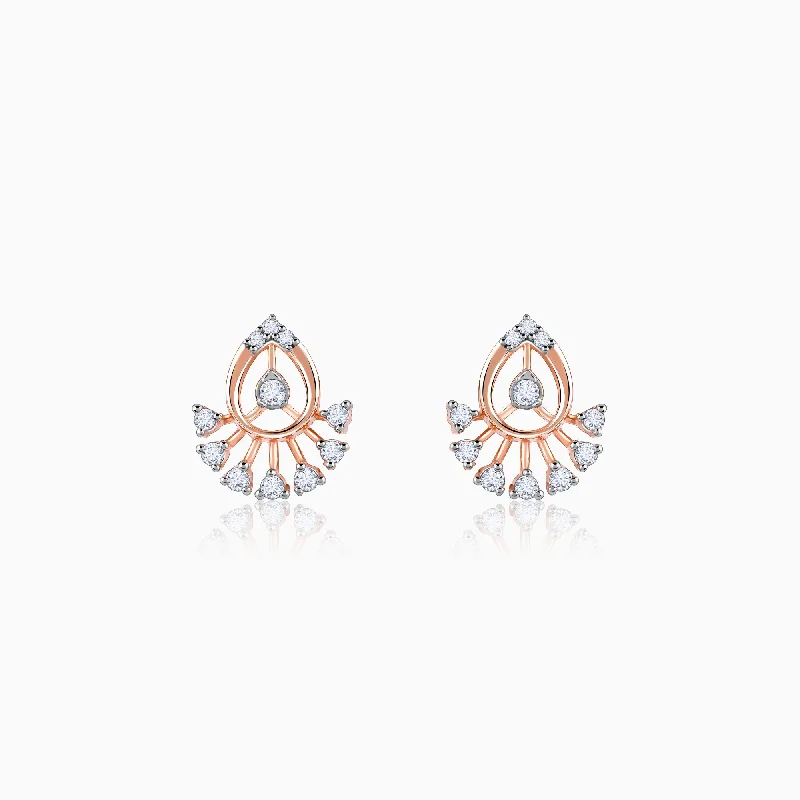 Statement Earrings for Casual Wear-Rose Gold Glowtide Diamond Earrings