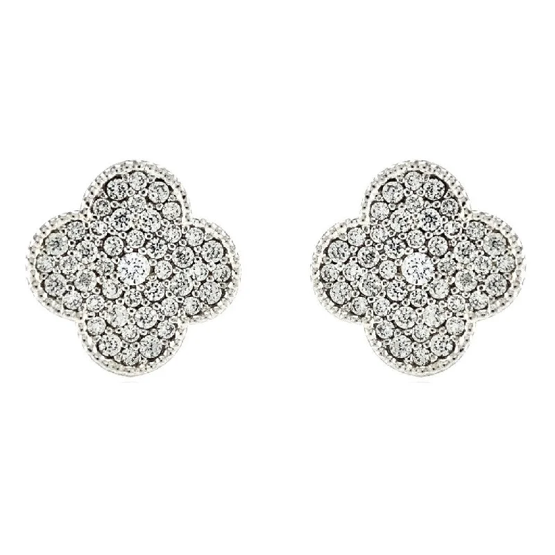 Artistic Earrings-Connie CZ Clover Stud Earrings