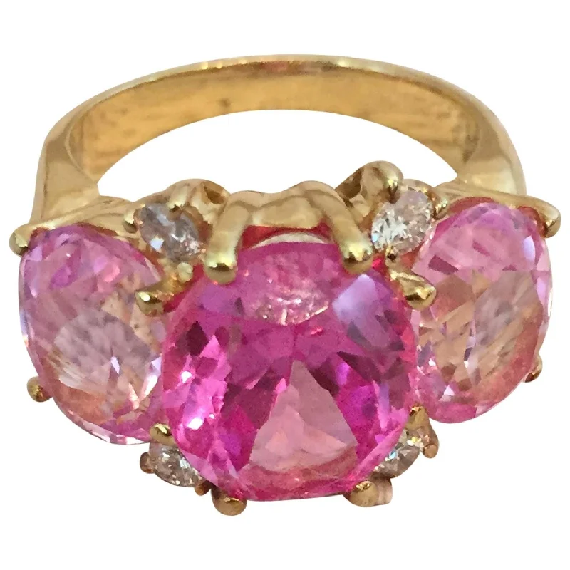 Large Amethyst Ring-Medium GUM DROP™ Ring with Pink Topaz and Diamonds