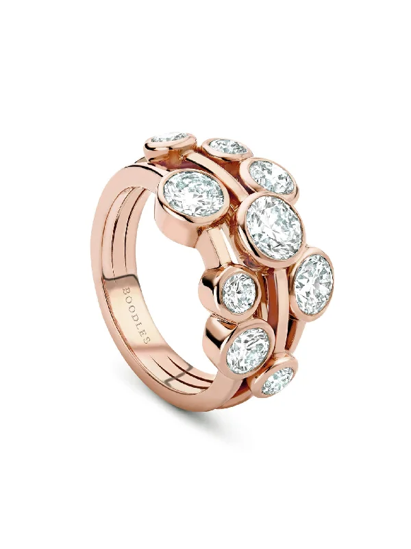 Rose Gold Diamond Ring-Raindance Medium Rose Gold Diamond Ring