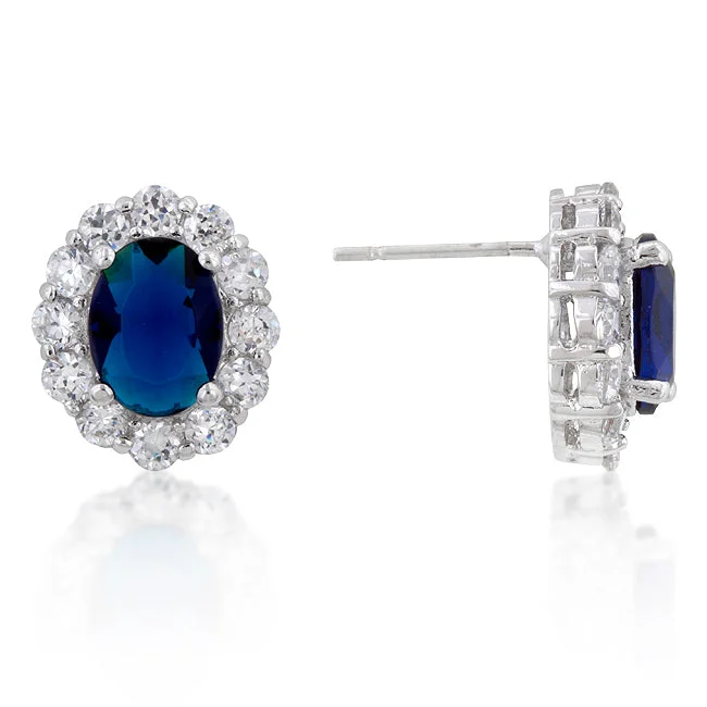 Diamond Stud Earrings-Kate Royal Oval Sapphire Stud Earrings