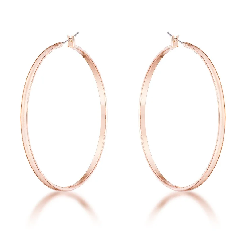 Luxury Pearl Earrings-Flavila Classic Rose Gold Large Hoop Earrings