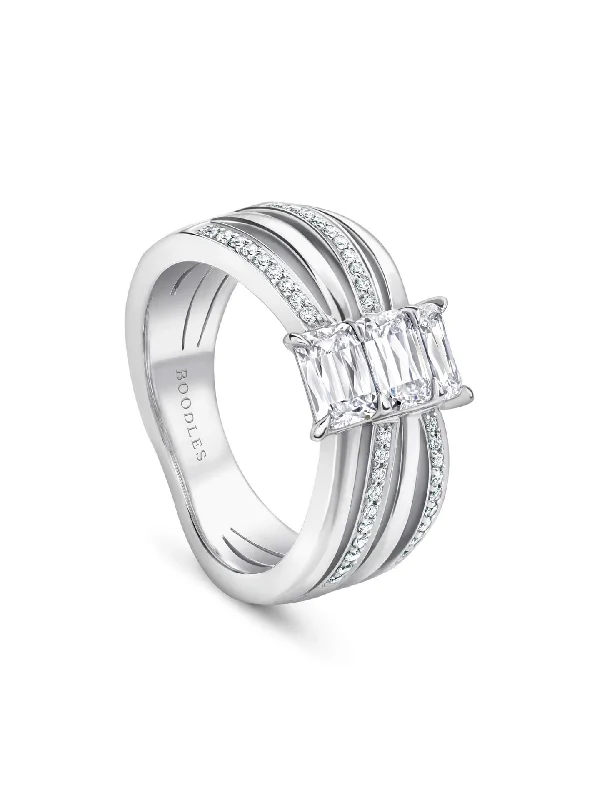 Custom Promise Ring for Women-Ribbons Ashoka Platinum Diamond Ring