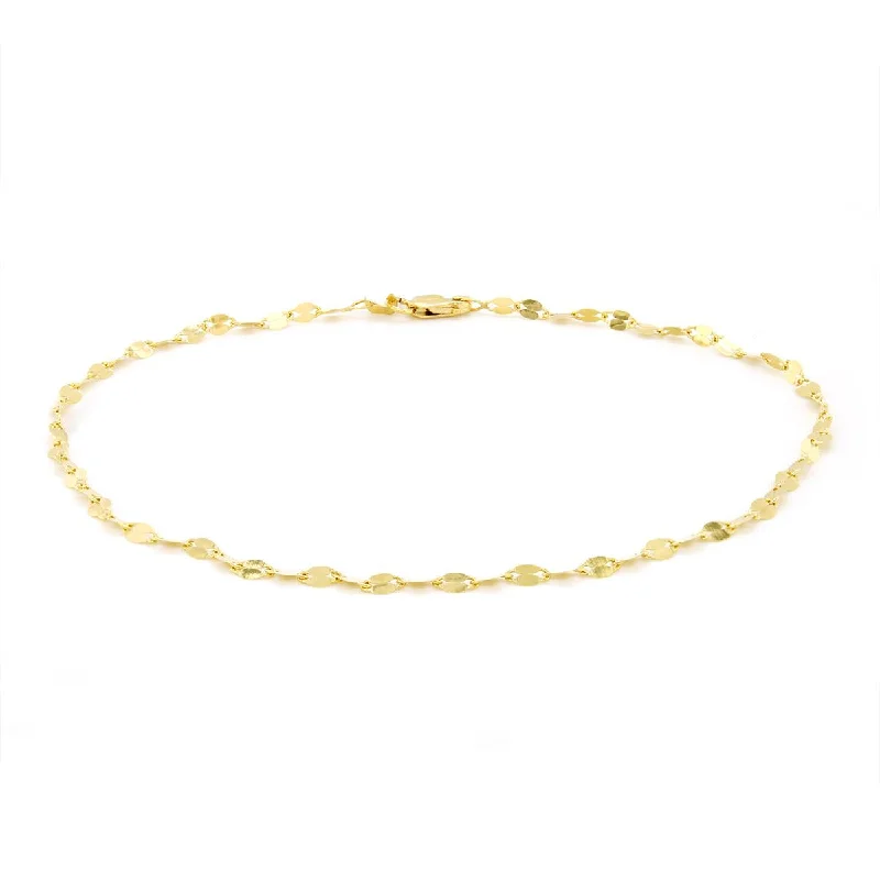 Custom Men’s Bracelet-YELLOW GOLD FLAT LINK ANKLET